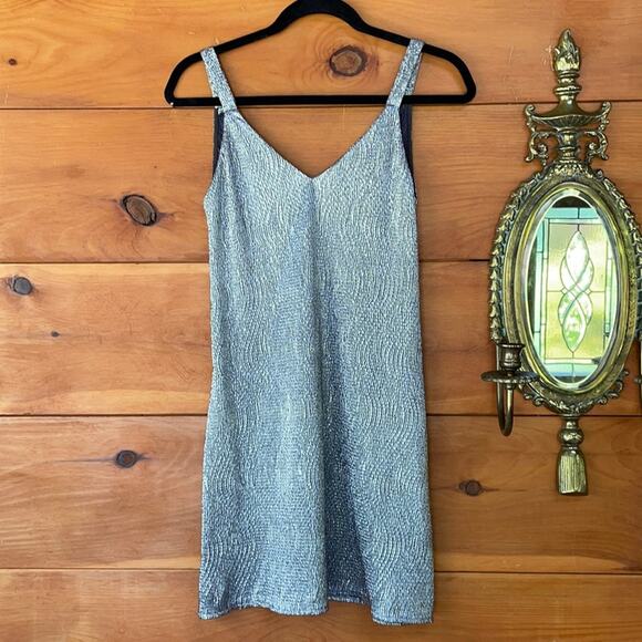 Mango Women's Silver Gray Sleeveless V-Neck Mini Dress Size XXS - Picture 1 of 7